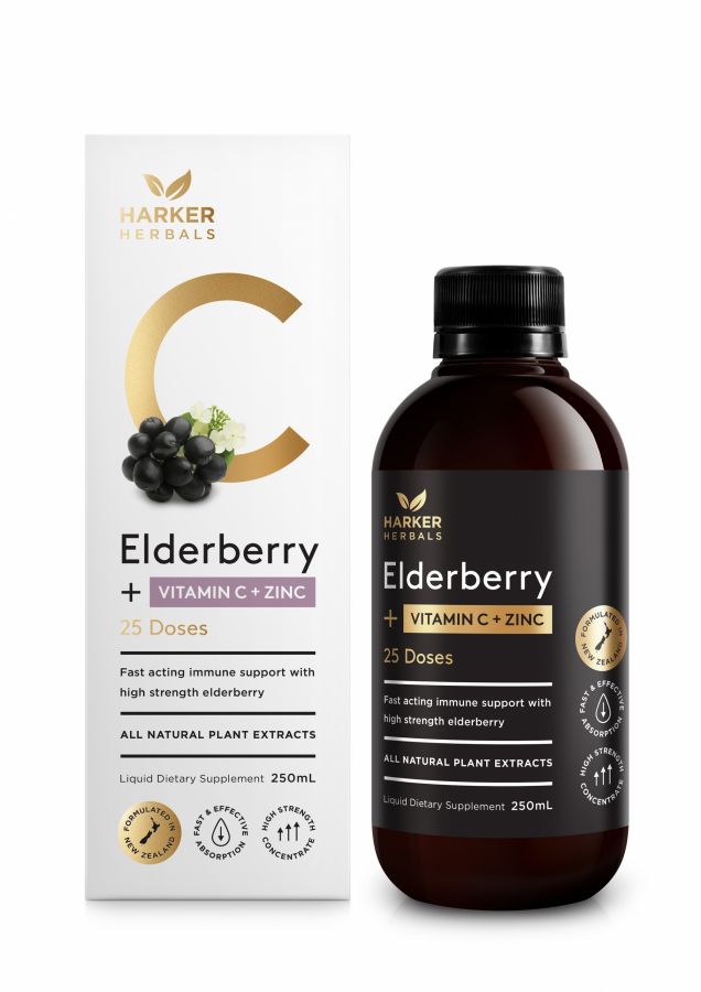Harker Herbals Vitamin C + Elderberry & Zinc 200ml